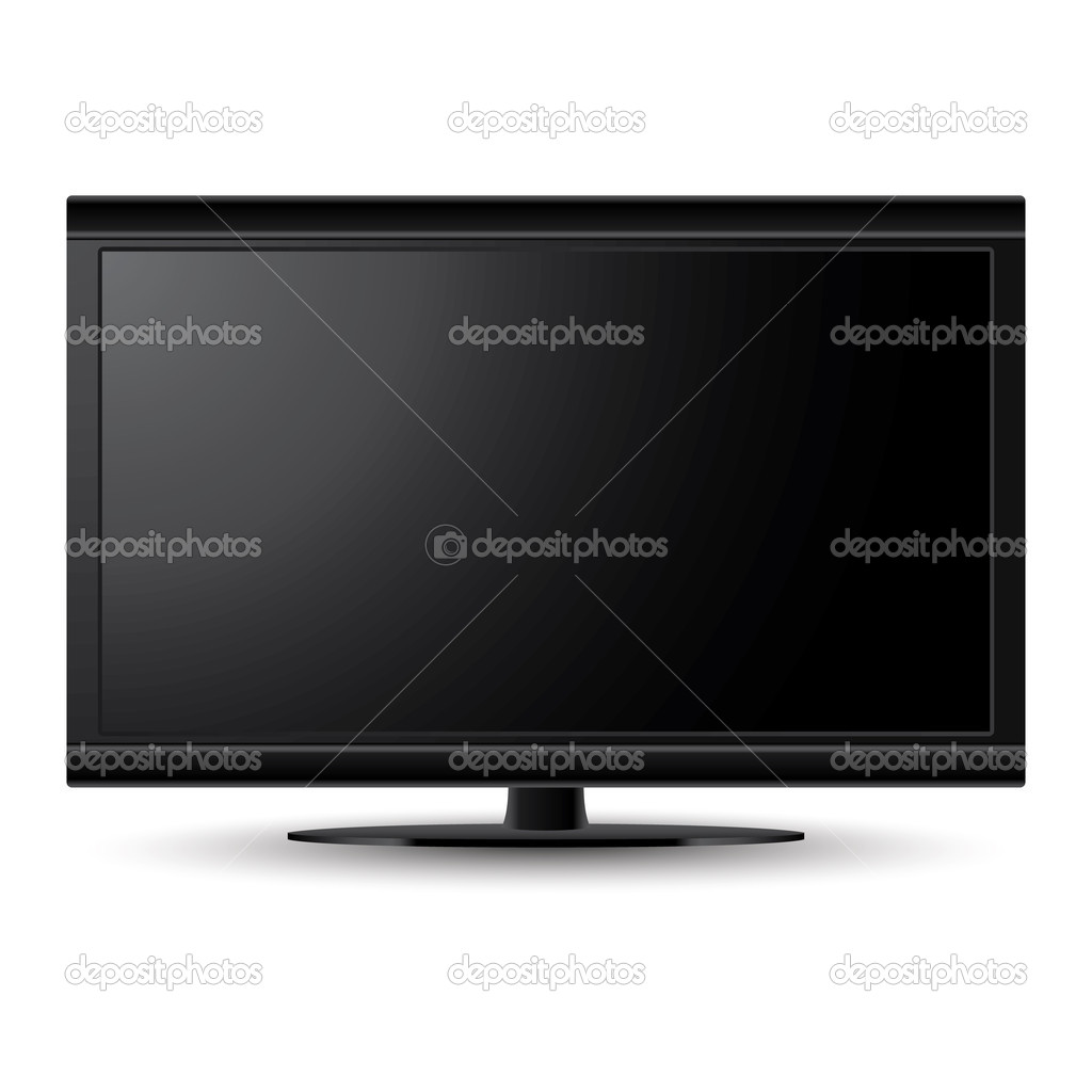 3D LCD TV vector on isolated white background
