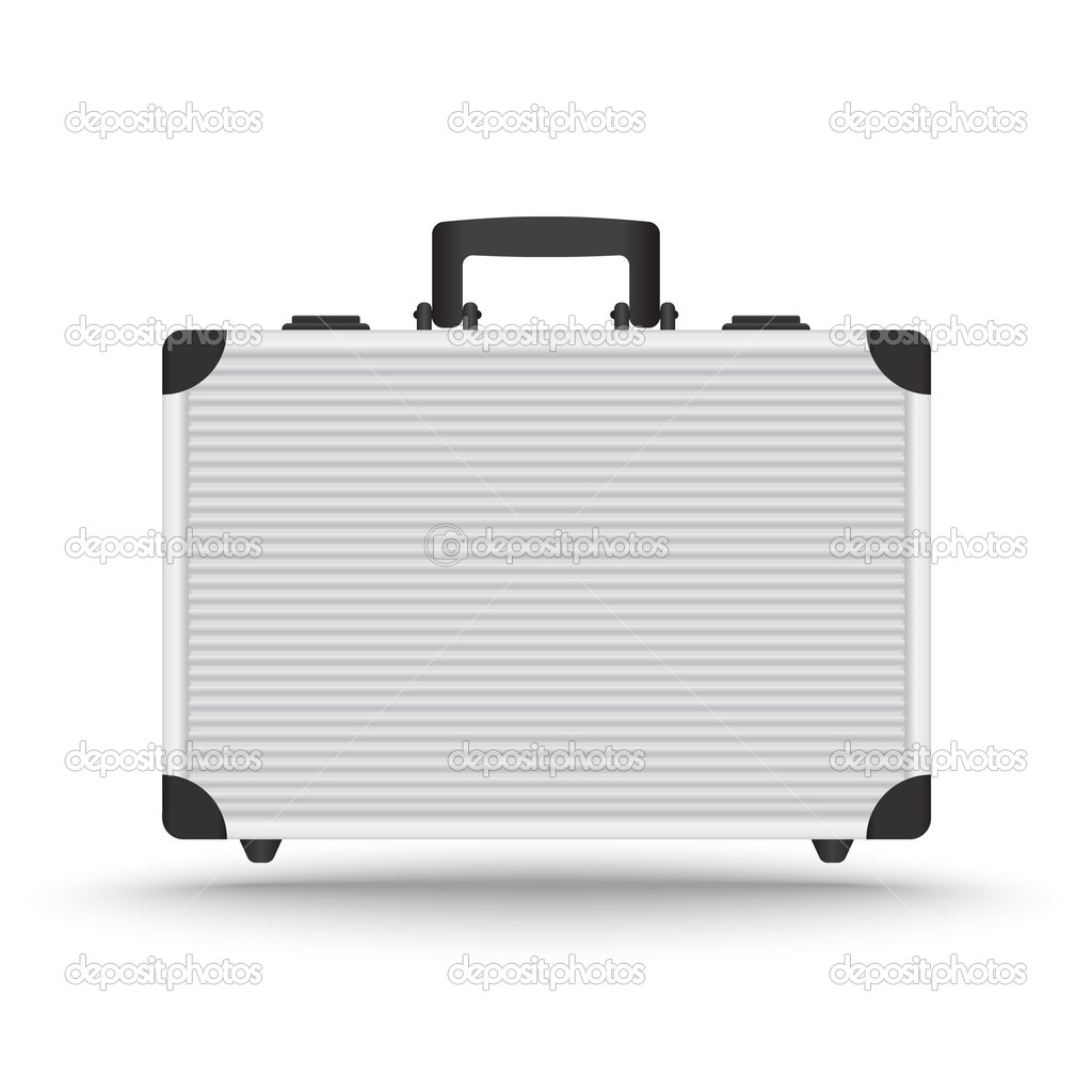 3D Realistic aluminum briefcase vector on isolated white background