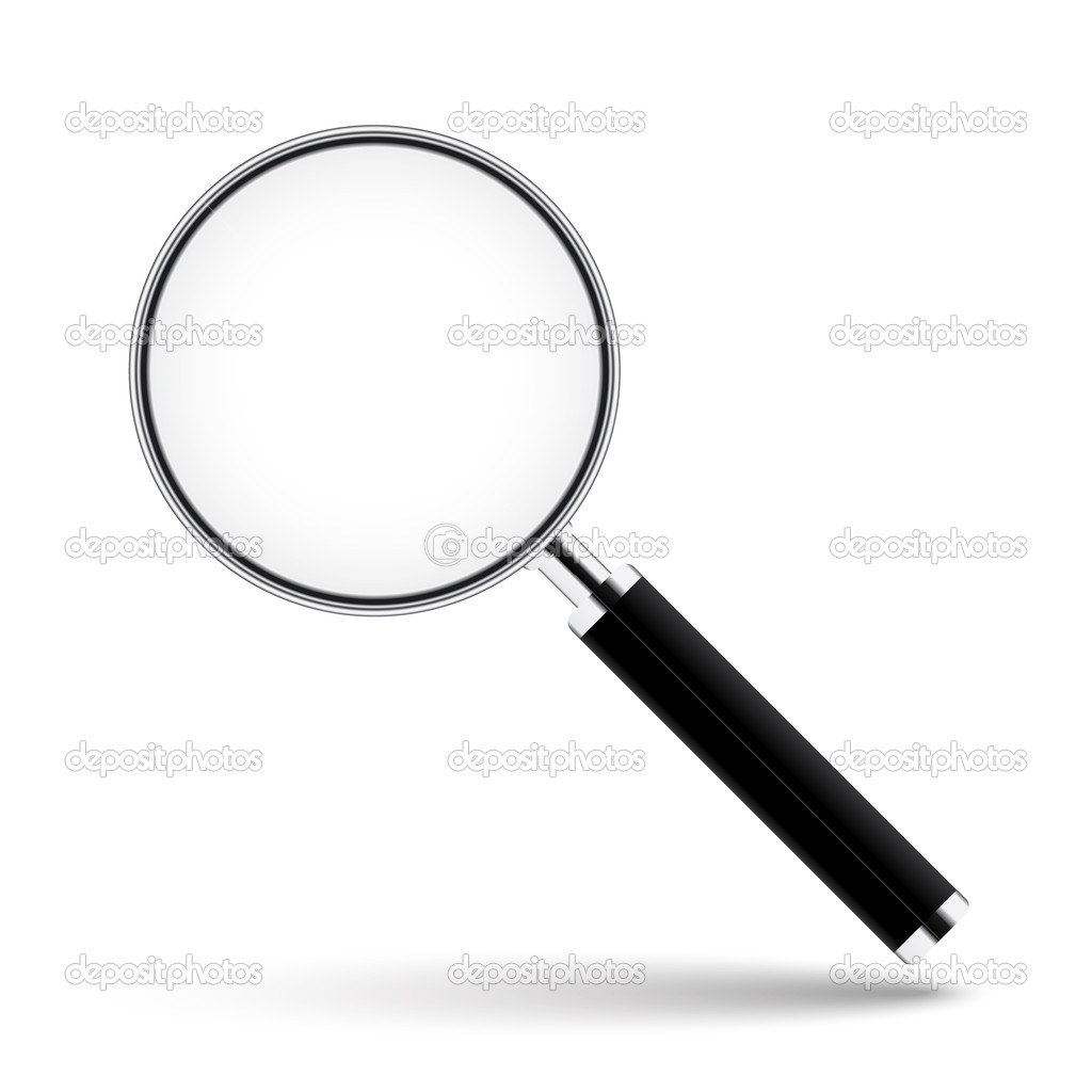 Magnifying glass with transparent glass on isolated white background