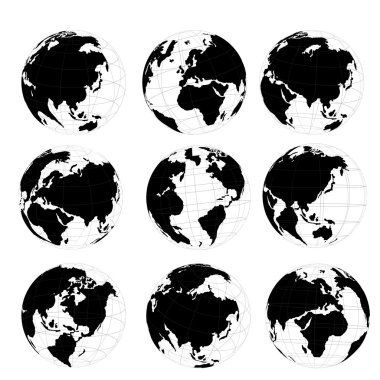 3d dünya haritası ve küre vektör kümesi