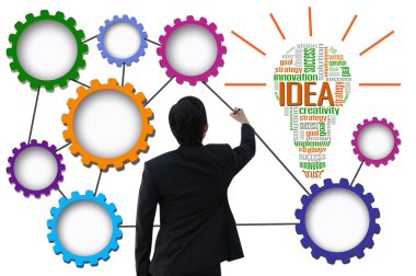 Businessman create idea system for business concept clipart