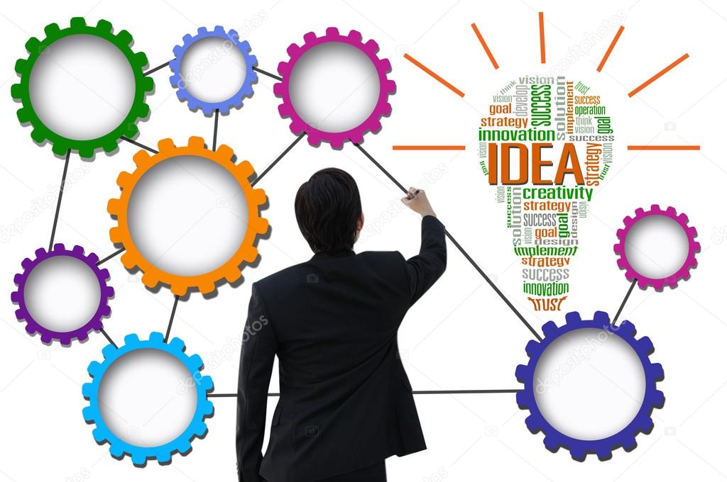 Businessman create idea system for business concept