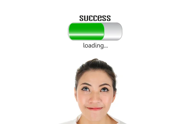 Business woman looking up success loading for business concept — Stock Photo, Image