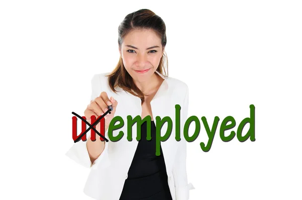 Change word of unemployed to employed for human resources concept — Stock Photo, Image