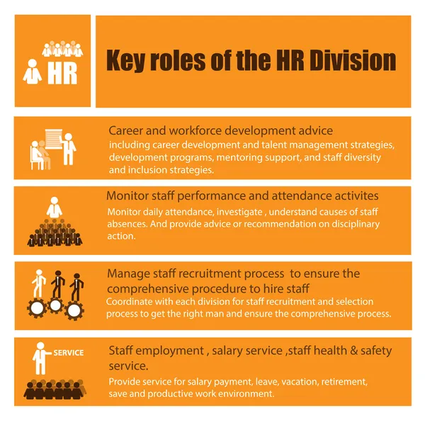 Infographic van human resources rol en functie verantwoordelijkheid — Stockvector