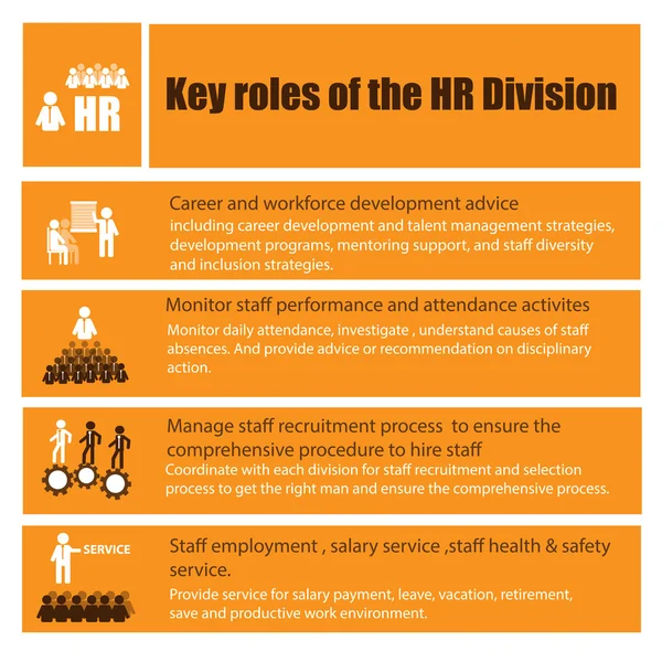 人的資源の機能と役割責任のインフォ グラフィック — ストックベクタ