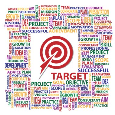 Target concept present by symbol and letter clipart