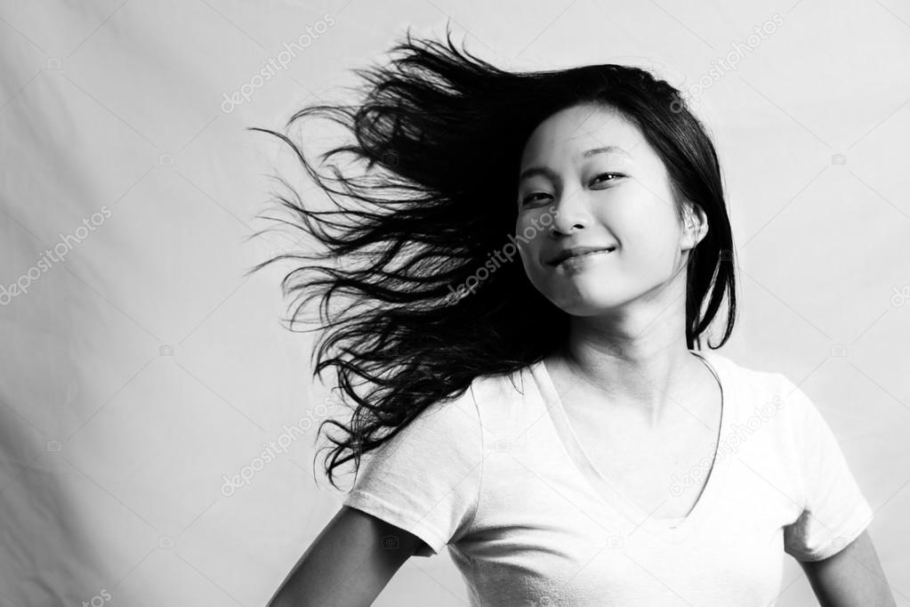 Woman flicking her hair