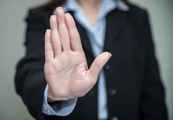 Woman waving hand and denying — Stock Photo, Image