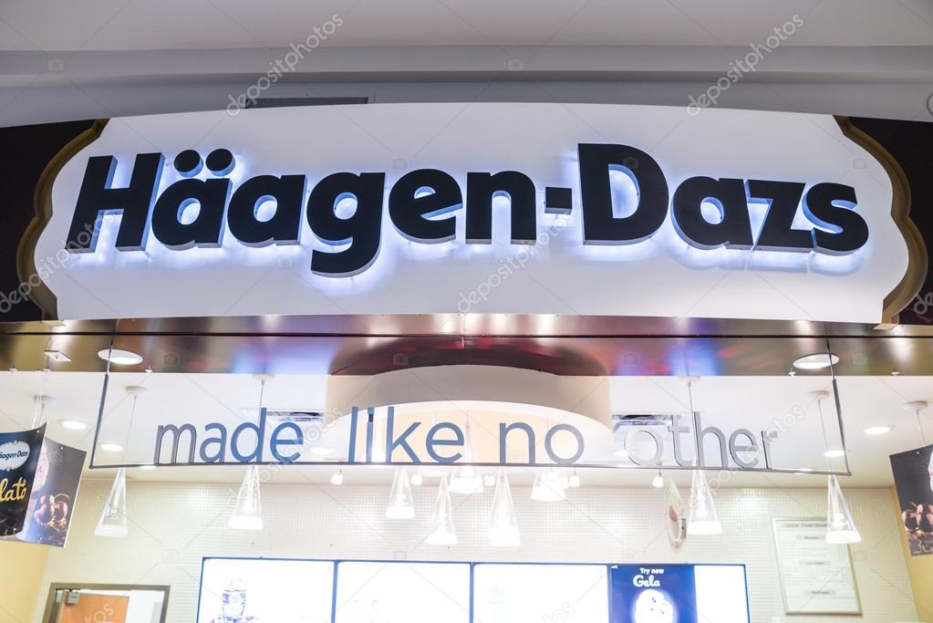 MINNEAPOLIS,MN - SEPTEMBER 26: Haagen Dazs store and logo in Mall of America, in Minneapolis, MN, on September 26, 2013.