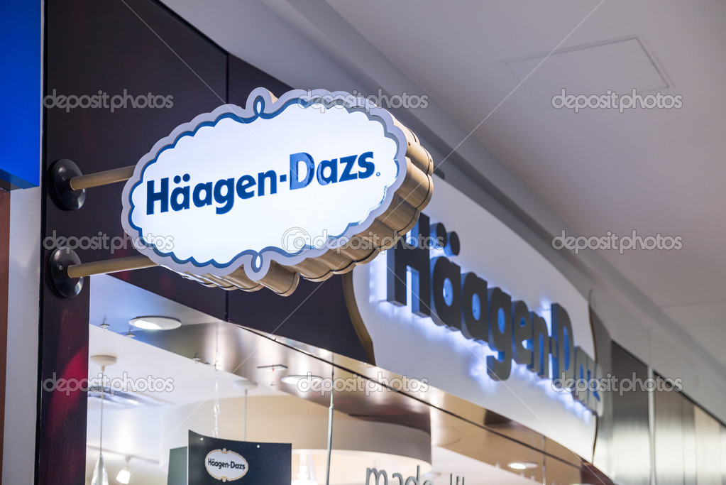 MINNEAPOLIS,MN - SEPTEMBER 26: Haagen Dazs store and logo in Mall of America, in Minneapolis, MN, on September 26, 2013.