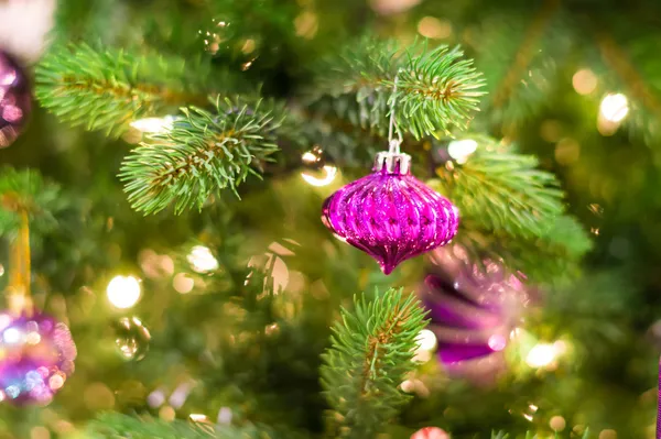 Decorazioni natalizie su un albero — Foto Stock