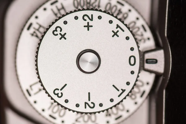 Exposure compensation dial on camera — Stock Photo, Image