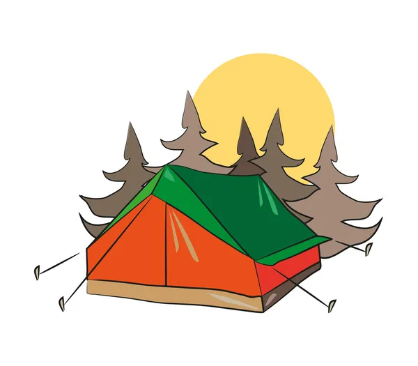 Tent in bos 2 Stockillustratie