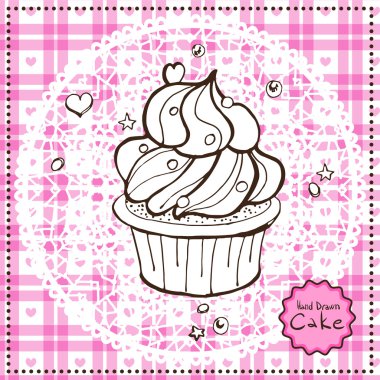 çizilmiş kek verin. vektör çizim.