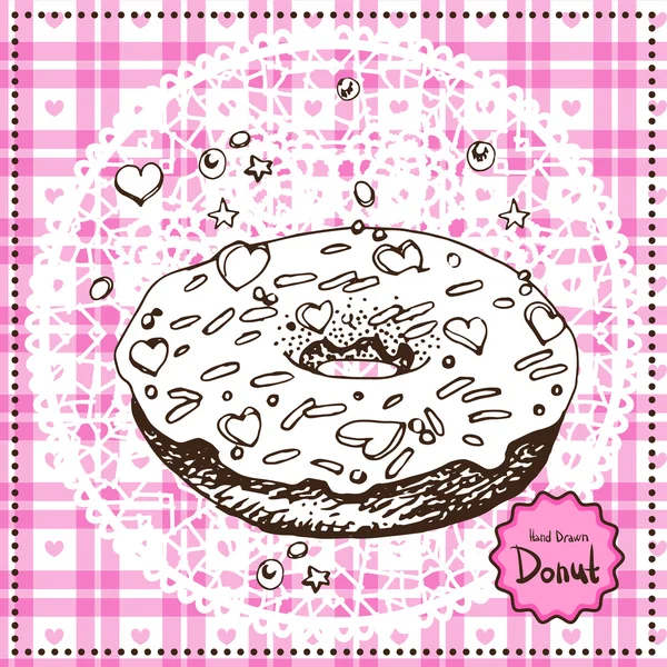 Handgezeichneter Donut. Vektorillustration. — Stockvektor