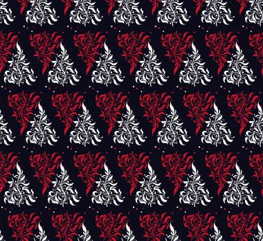 Kırmızı ve siyah çiçek seamless modeli