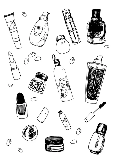 Vector set van cosmetische doodles — Stockvector