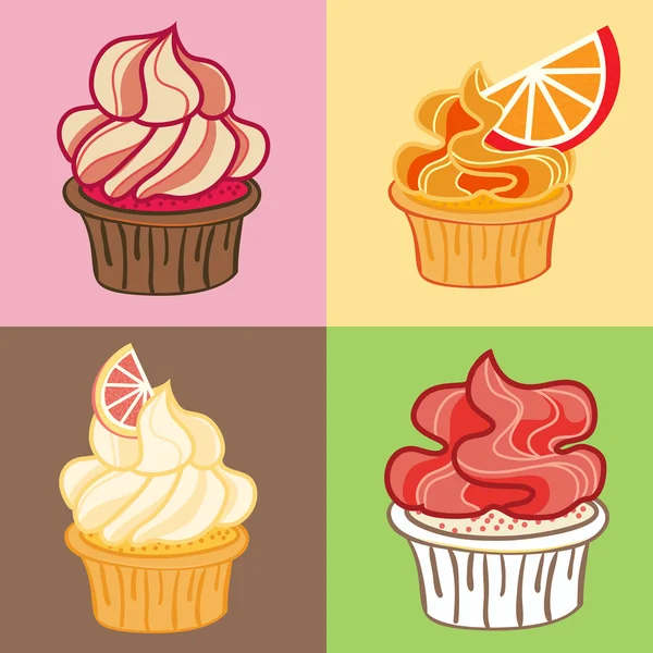 Conjunto de cupcakes. ilustración vectorial . — Archivo Imágenes Vectoriales