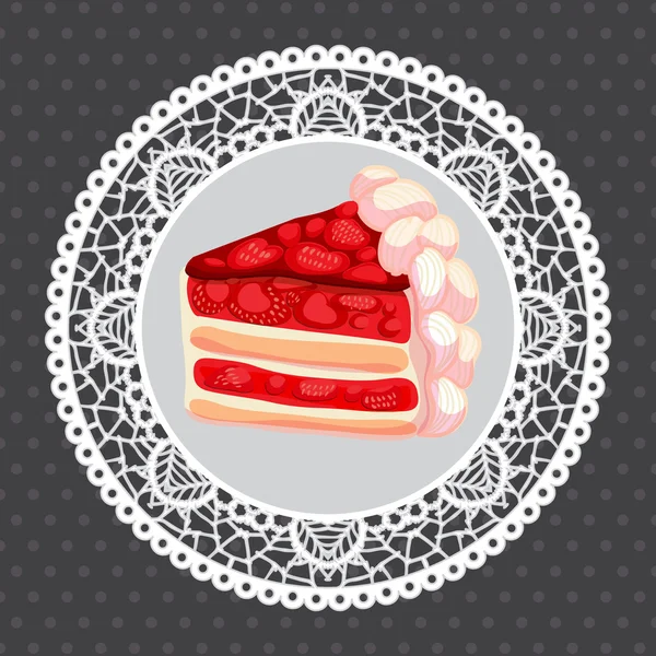 Gâteau vecteur fraise sur gris — Image vectorielle
