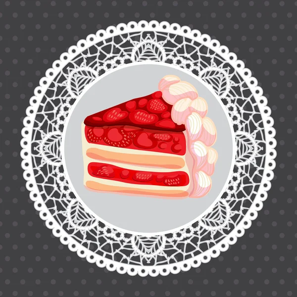 Vector strawberry cake on gray — Stock Vector