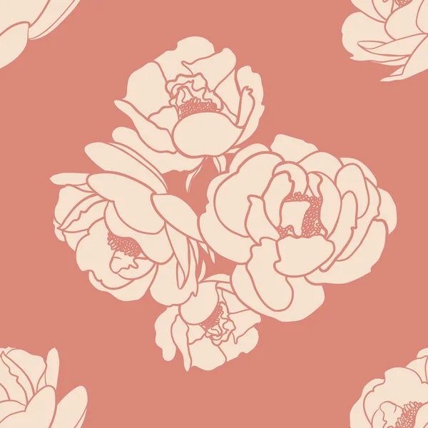 Sömlöst mönster med rosa rosor. — Stock vektor