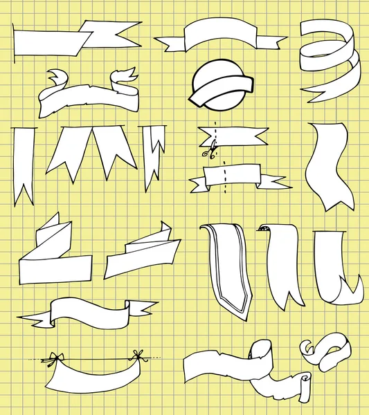 Vector Set of Hand Drawn Ribbons — Stock Vector