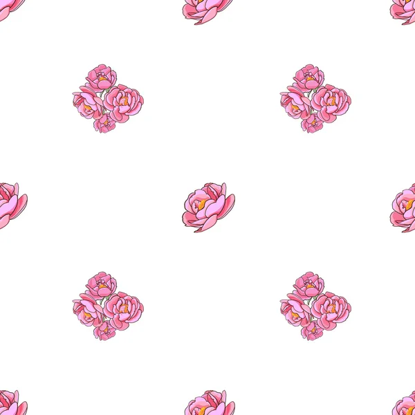 Nahtloses Muster mit rosa Rosen. — Stockvektor