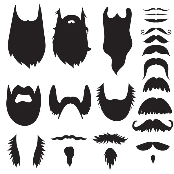 Conjunto de bigodes e barbas desenhados à mão — Vetor de Stock