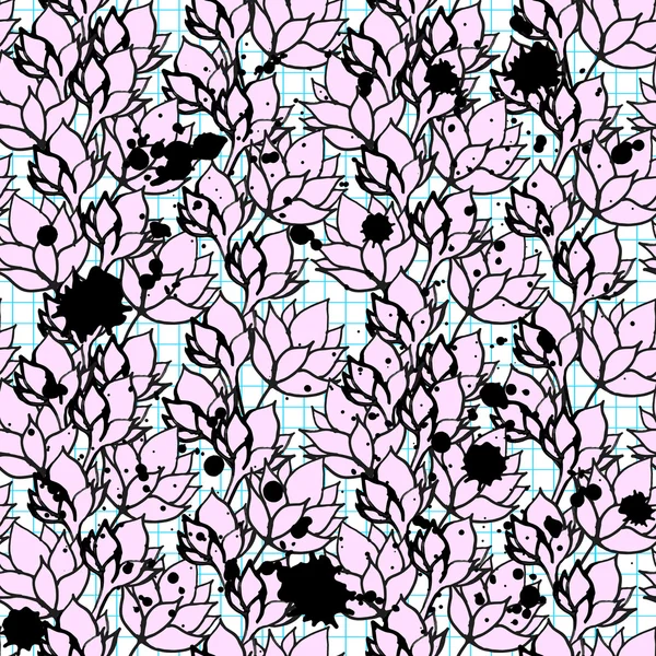 Lotus floral rose motif sans couture — Image vectorielle