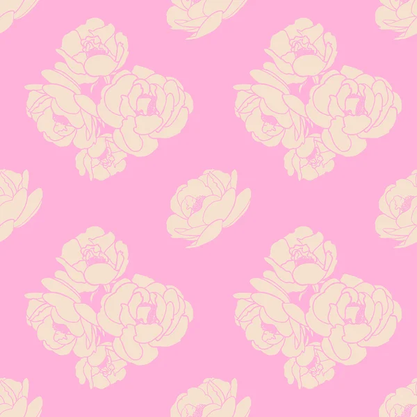 Naadloos patroon met roze rozen. — Stockvector