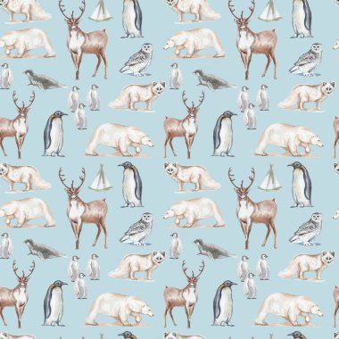 Kuzey Noel 'inin geyik hayvanları elle çizilmiş suluboya resimlere ev sahipliği yapar. Tekstil klasik gerçekçiliğini yazdır. Kusursuz baykuş yazıcısı kutup ayısı.