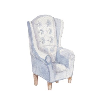 İskandinav tarzı konforlu sandalye duvarı. Suluboya el çizimi mobilyalar