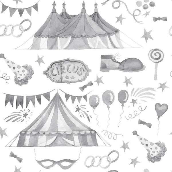 Circus Marquee Arena Watercolor Illustration Hand Drawn Patern Seamless Pattern — Stock Photo, Image