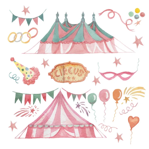 Circus Marquee Arena Akwarela Ilustracja Strony Rysowane Patern Bezszwowy Wzór — Zdjęcie stockowe