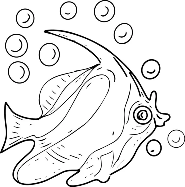 Livre Coloriage Tropical Sous Marin Pour Enfants Algues Corail Poisson — Image vectorielle