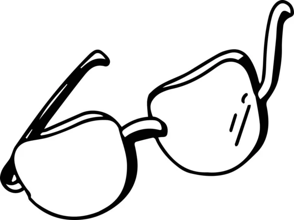 Солнцезащитные Очки Наклейки Летние Каракули Ручной Рисунок Черно Белая Линия — стоковый вектор