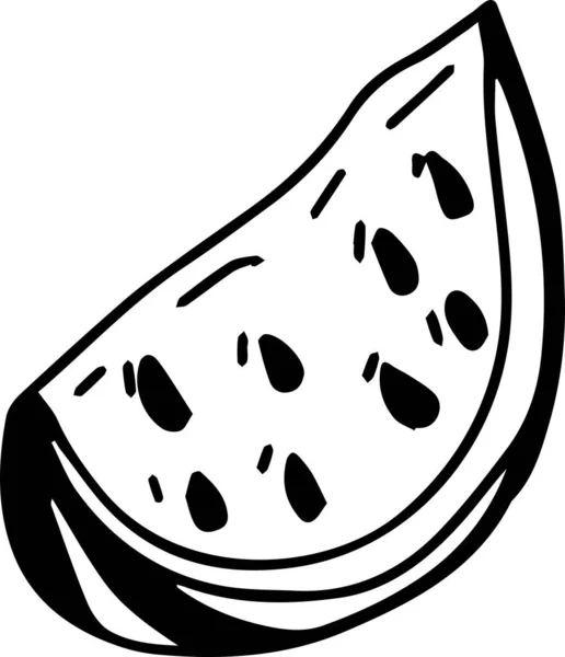 Watermelon Slice Fruit Stickers Sketsa Corat Coret Musim Panas Garis - Stok Vektor
