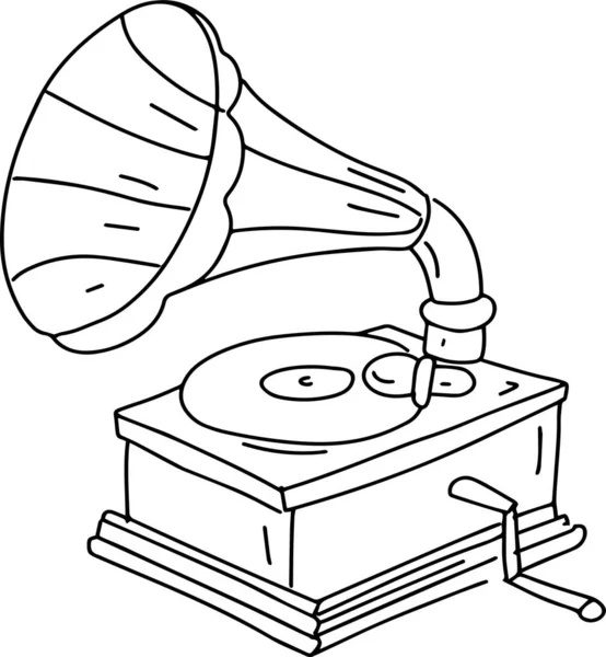 Gramophone Retro Vintage Old Items Graphic Illustration Hand Drawn Doodle — Stock Vector