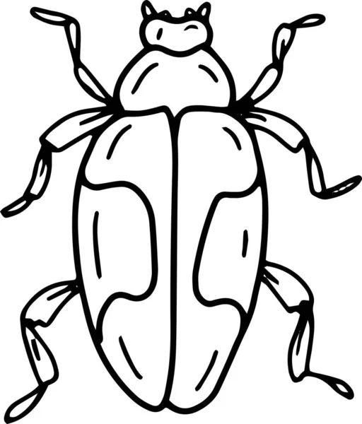 子供のための白い背景のぬり絵に個別に設定された大きな虫が描かれた落書きの手をスケッチ — ストックベクタ