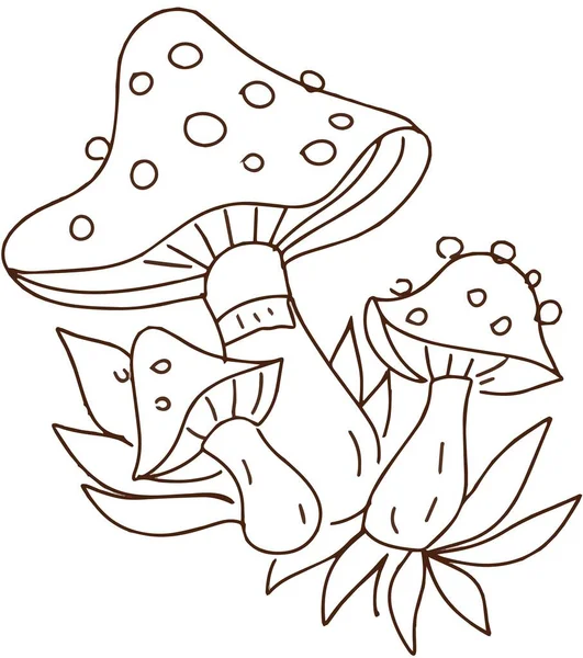 Mushroom Stickers Insects Snail Forest Hand Drawn Set Separate Elements — 图库矢量图片