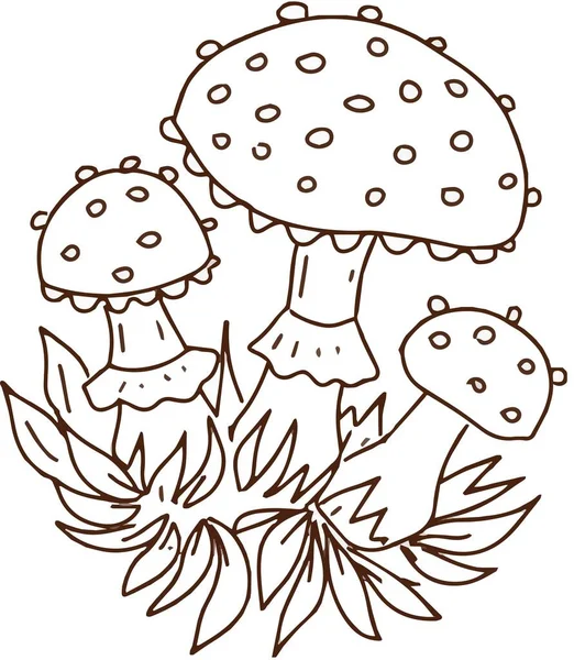 Mushroom Stickers Insects Snail Forest Hand Drawn Set Separate Elements — стоковый вектор