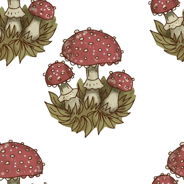 Mushroom Stickers Insects Snail Forest Hand Drawn Set Separate Elements — стоковый вектор