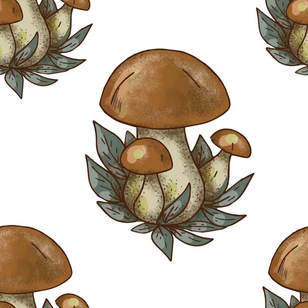 Mushroom Stickers Insects Snail Forest Hand Drawn Set Separate Elements — Wektor stockowy