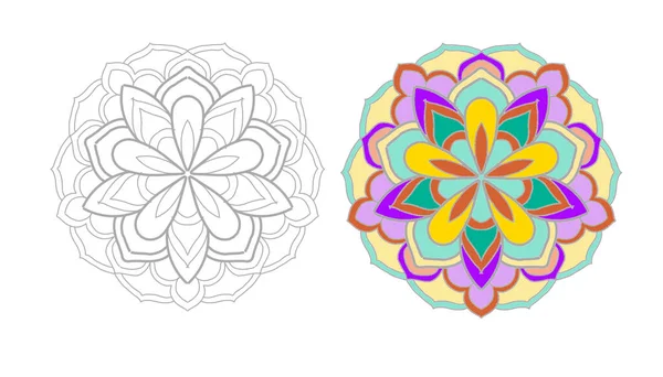 Kolor Okrąg Okrąg Segmentami Tęczy Kolor Mandali Wzór Kolorowe Strony — Zdjęcie stockowe
