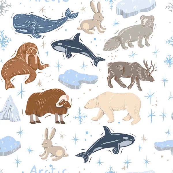 Arktyczne Zwierzęta Natura Dziki Świat Zimno Północ Cute Kreskówka Lód — Zdjęcie stockowe