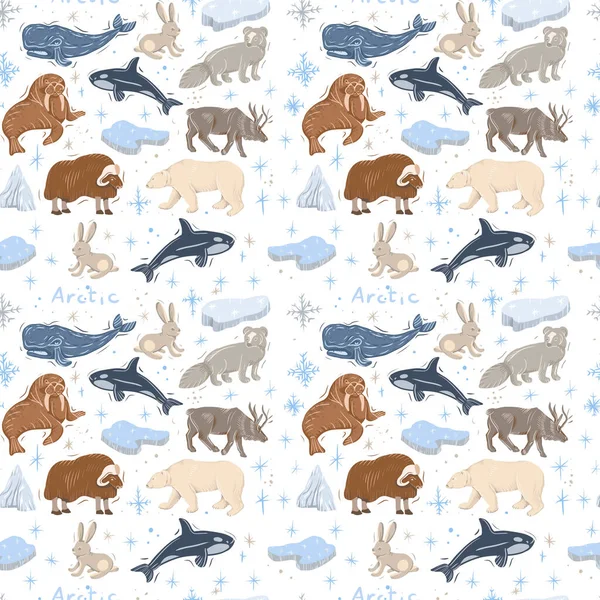 Arktické Zvířata Příroda Divoký Svět Zima Sever Roztomilý Karikatura Led — Stock fotografie
