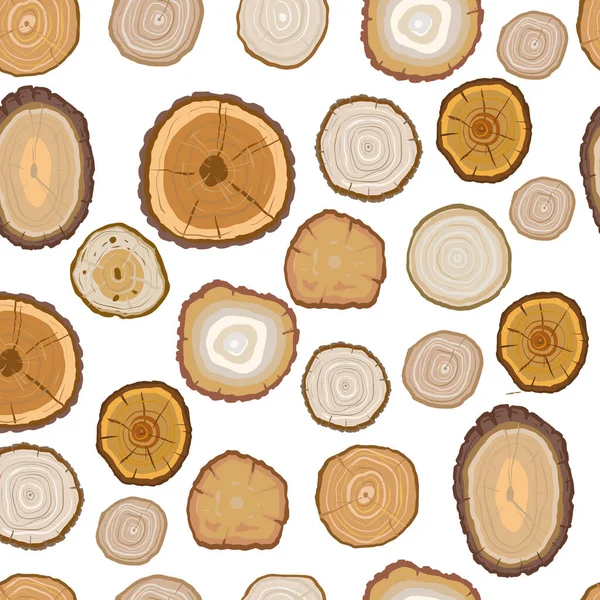 A cut of a tree saw cut set large of round elements of different types of wood illustration hand-drawn separately on a white backgroun