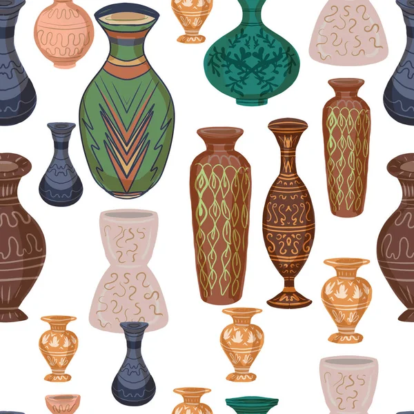 Blumenvasen Mit Muster Historisches Volk Handgezeichnet Farbig Und Kritzeleien Skizze — Stockfoto