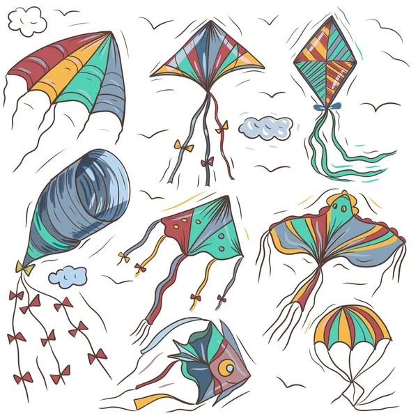 Kite Conjunto Grande Brinquedo Infantil Brilhante Desenho Animado Elementos Separados — Fotografia de Stock